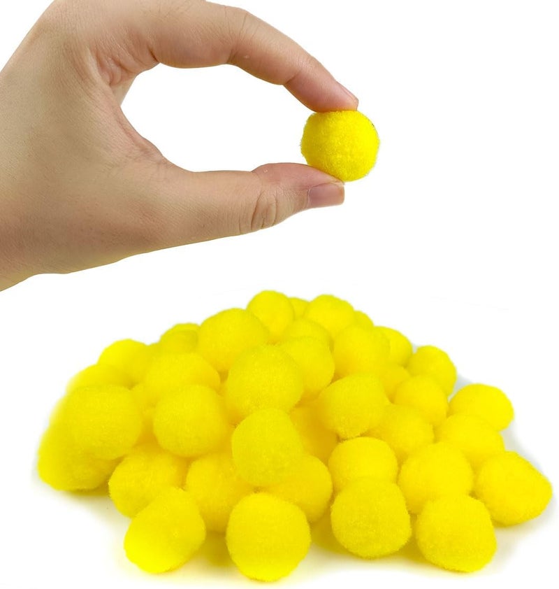 FKEYTO 200 Pieces Pom Poms, 1 Inch Craft Pom Poms, Fuzzy Pompom Puff Balls for DIY Arts, Crafts Projects, Home Decorations (Yellow) - Image 2